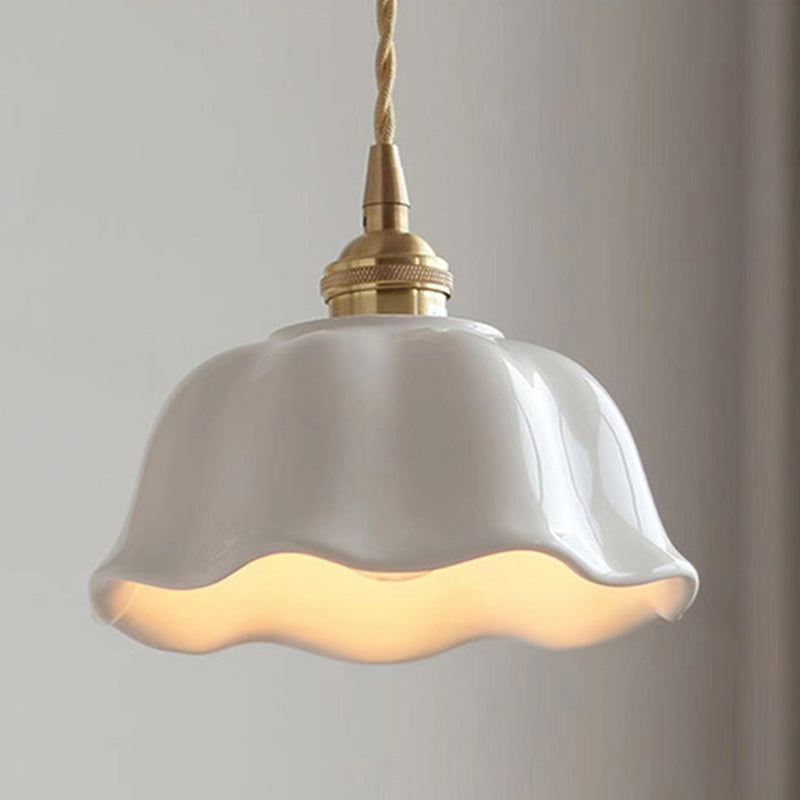 Contemporary Nordic Dome Copper Ceramic 1-Light Pendant Light For Living Room