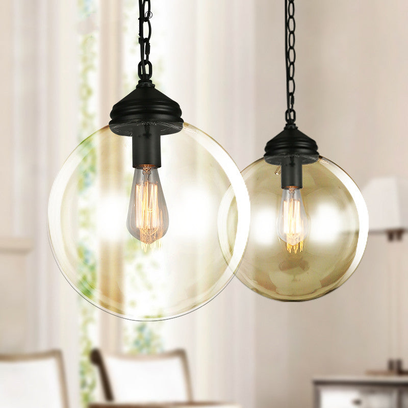 Modern Minimalist Globe Iron Glass 1-Light Pendant Light For Living Room