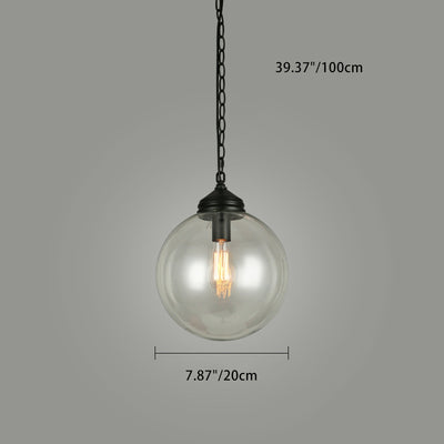 Modern Minimalist Globe Iron Glass 1-Light Pendant Light For Living Room