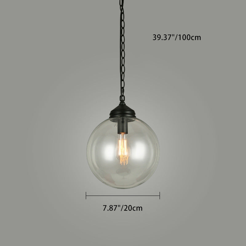 Modern Minimalist Globe Iron Glass 1-Light Pendant Light For Living Room