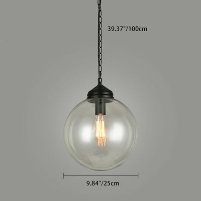 Modern Minimalist Globe Iron Glass 1-Light Pendant Light For Living Room