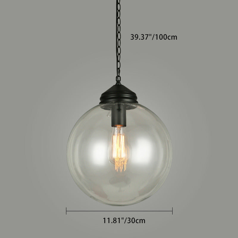 Modern Minimalist Globe Iron Glass 1-Light Pendant Light For Living Room