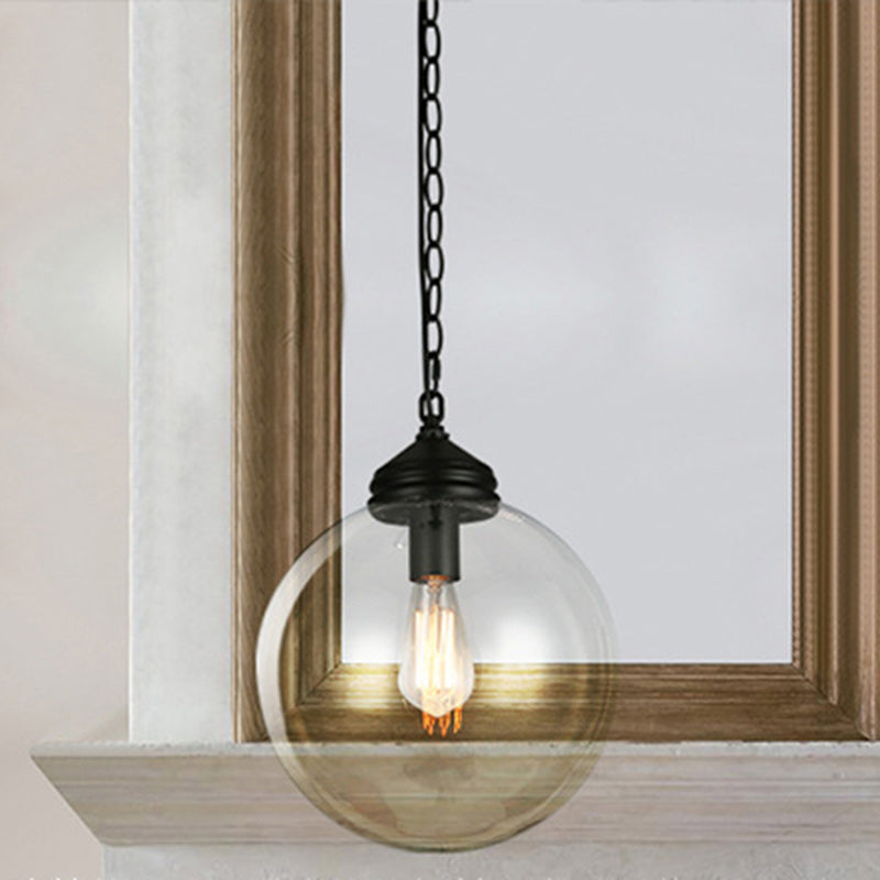 Modern Minimalist Globe Iron Glass 1-Light Pendant Light For Living Room