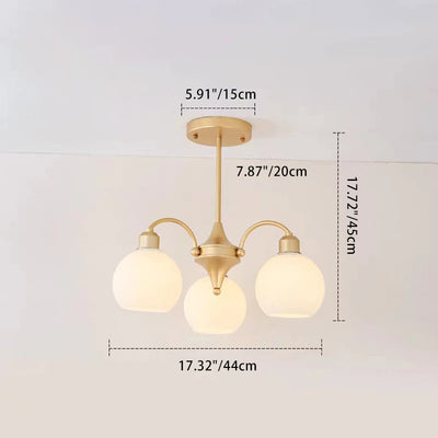 Contemporary Nordic Globe Iron Glass 3-Light Chandeliers For Living Room