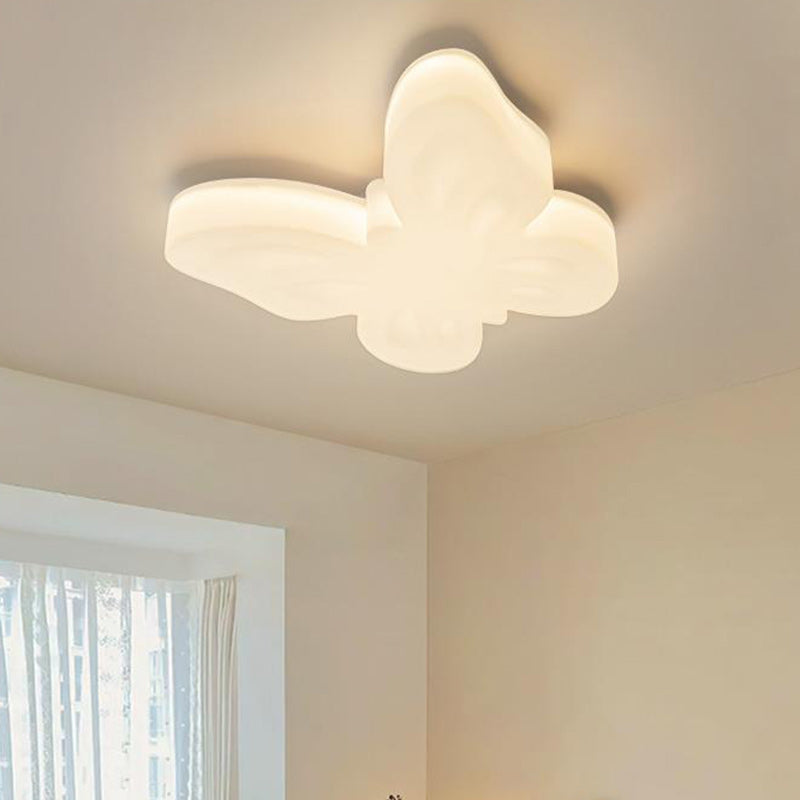 Contemporary Nordic Butterfly Iron Plastic LED Kids Semi-Flush Mount Ceiling Light For Living Room