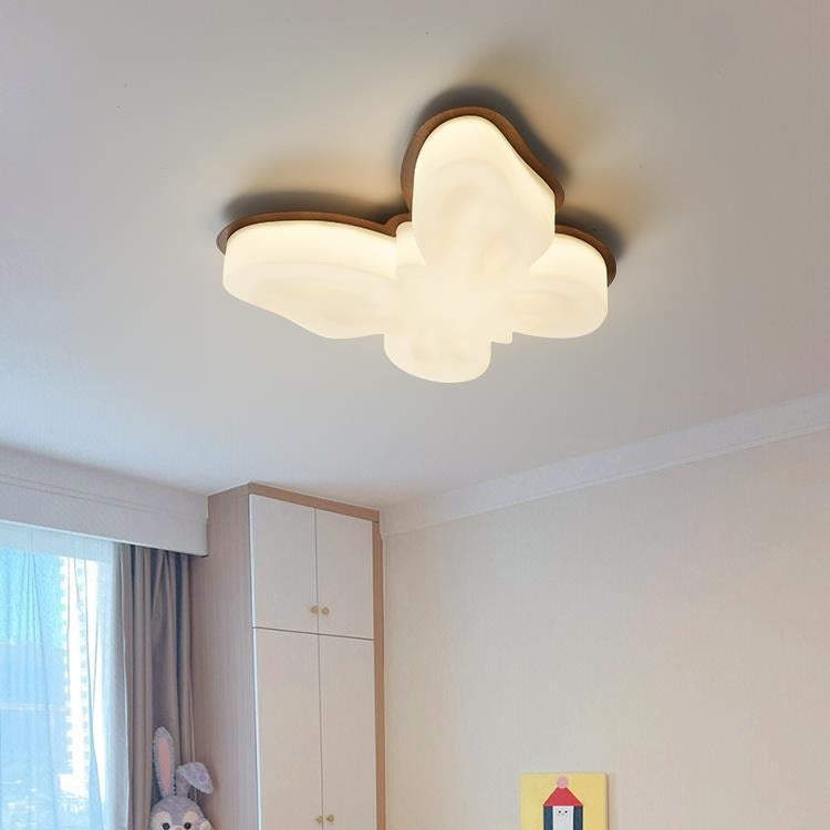 Contemporary Nordic Butterfly Iron Plastic LED Kids Semi-Flush Mount Ceiling Light For Living Room