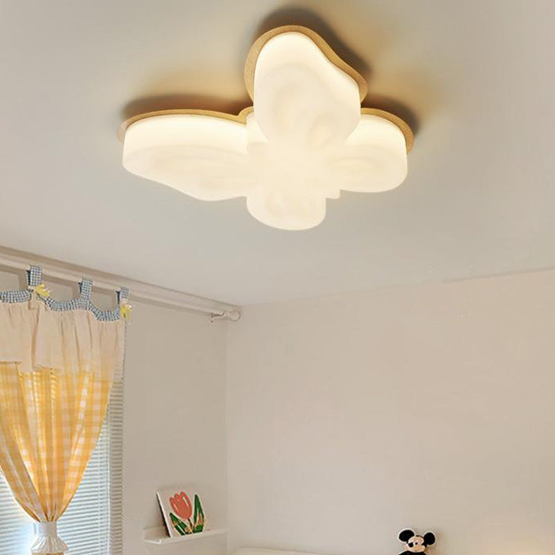 Contemporary Nordic Butterfly Iron Plastic LED Kids Semi-Flush Mount Ceiling Light For Living Room