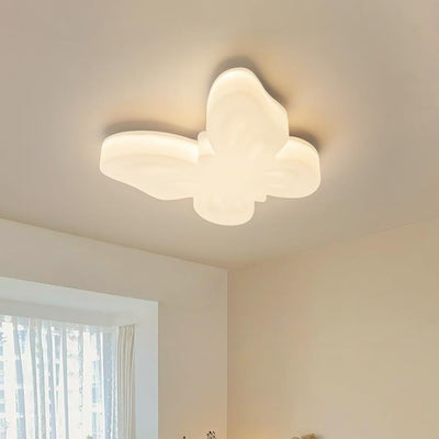 Contemporary Nordic Butterfly Iron Plastic LED Kids Semi-Flush Mount Ceiling Light For Living Room