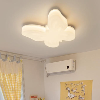 Contemporary Nordic Butterfly Iron Plastic LED Kids Semi-Flush Mount Ceiling Light For Living Room