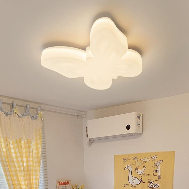 Contemporary Nordic Butterfly Iron Plastic LED Kids Semi-Flush Mount Ceiling Light For Living Room