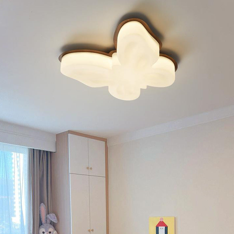 Contemporary Nordic Butterfly Iron Plastic LED Kids Semi-Flush Mount Ceiling Light For Living Room