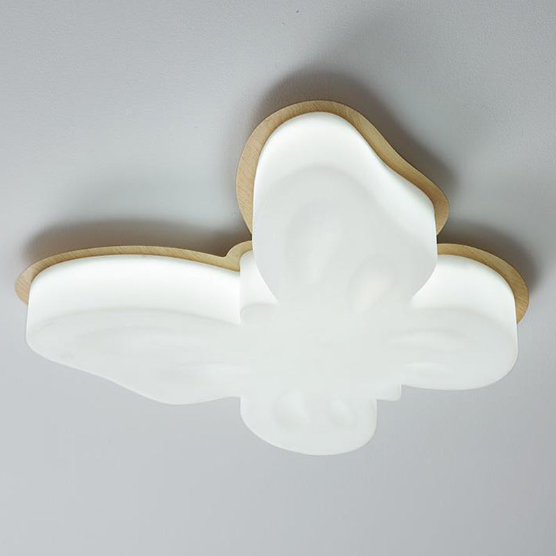 Contemporary Nordic Butterfly Iron Plastic LED Kids Semi-Flush Mount Ceiling Light For Living Room