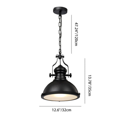 Contemporary Industrial Dome Iron 1-Light Pendant Light For Living Room