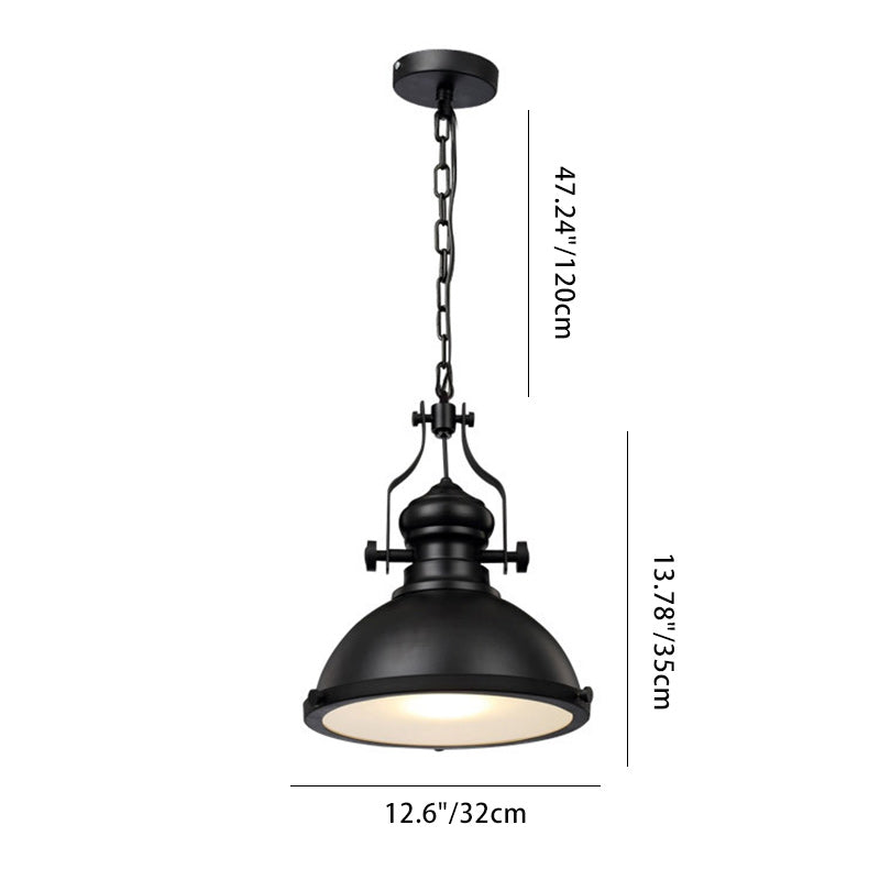 Contemporary Industrial Dome Iron 1-Light Pendant Light For Living Room