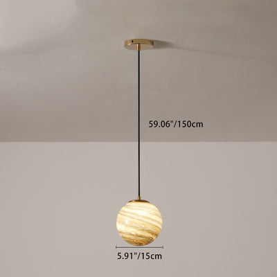 Contemporary Scandinavian Globe Iron Glass 1-Light Pendant Light For Living Room