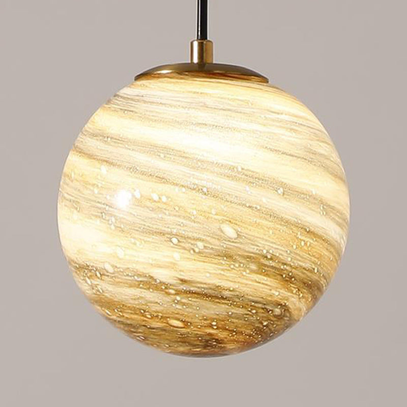 Contemporary Scandinavian Globe Iron Glass 1-Light Pendant Light For Living Room