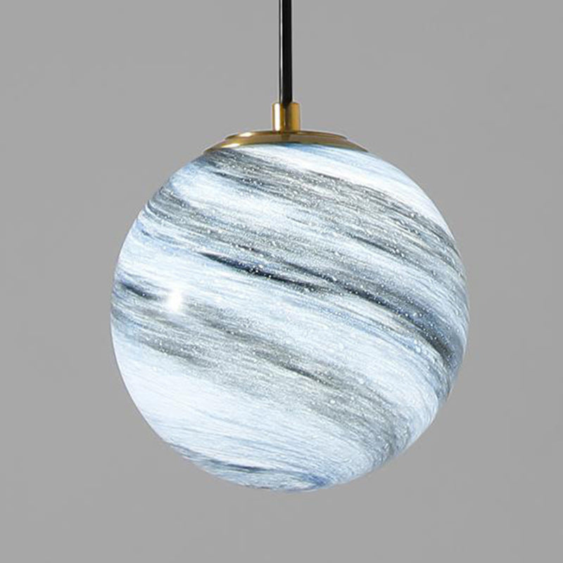 Contemporary Scandinavian Globe Iron Glass 1-Light Pendant Light For Living Room