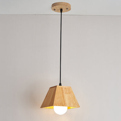 Contemporary Nordic Trapezoid Wood 1/3-Light Pendant Light For Living Room