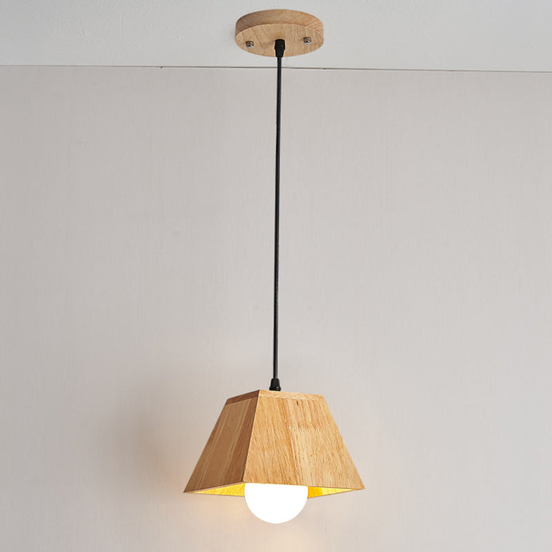 Contemporary Nordic Trapezoid Wood 1/3-Light Pendant Light For Living Room