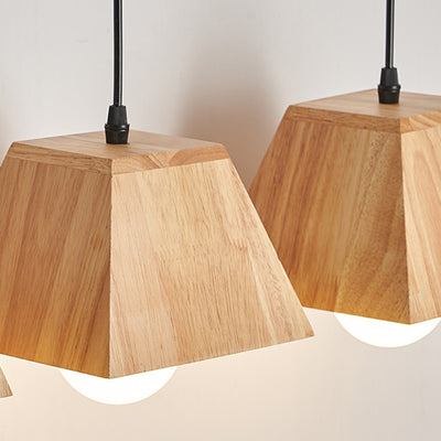 Contemporary Nordic Trapezoid Wood 1/3-Light Pendant Light For Living Room