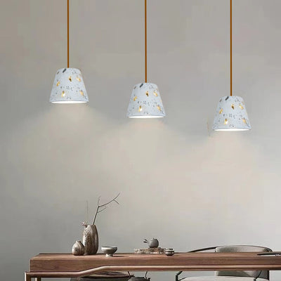 Contemporary Scandinavian Drum Cement 1-Light Pendant Light For Living Room