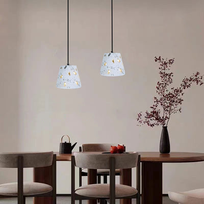 Contemporary Scandinavian Drum Cement 1-Light Pendant Light For Living Room