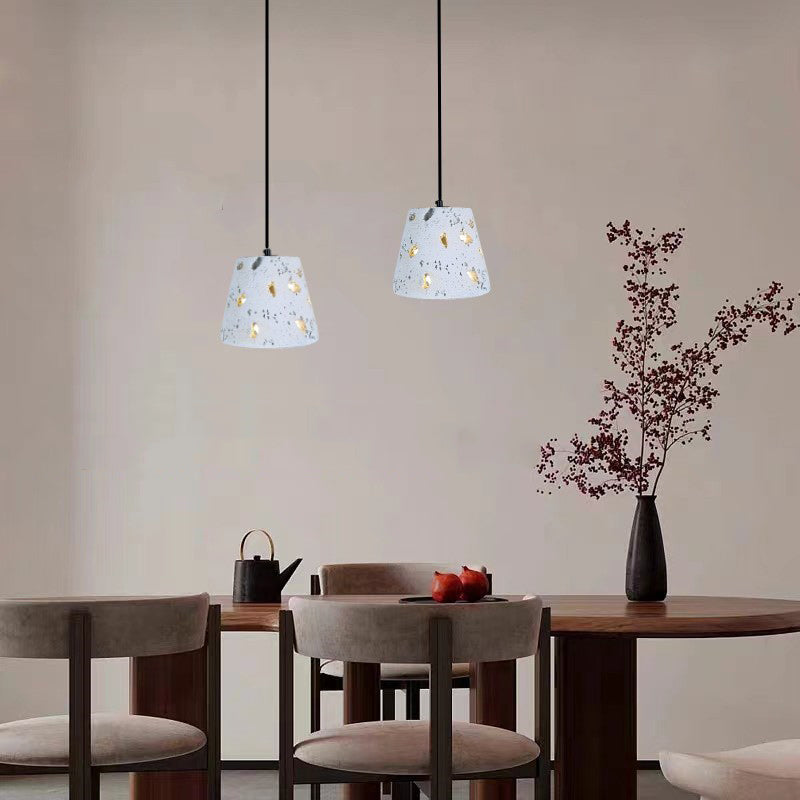 Contemporary Scandinavian Drum Cement 1-Light Pendant Light For Living Room