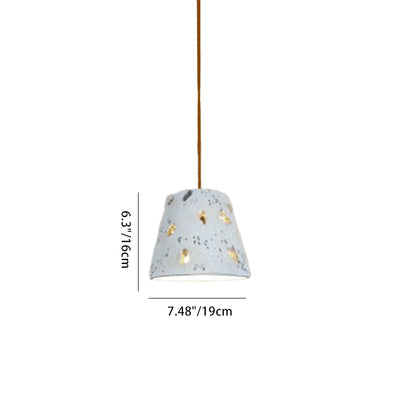 Contemporary Scandinavian Drum Cement 1-Light Pendant Light For Living Room