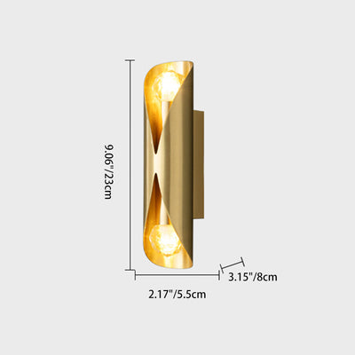 Modern Minimalist Column Copper 2-Light Wall Sconce Lamp For Living Room