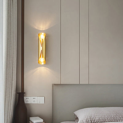 Modern Minimalist Column Copper 2-Light Wall Sconce Lamp For Living Room