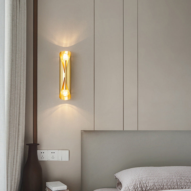 Modern Minimalist Column Copper 2-Light Wall Sconce Lamp For Living Room