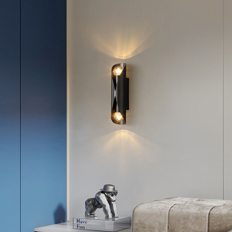 Modern Minimalist Column Copper 2-Light Wall Sconce Lamp For Living Room