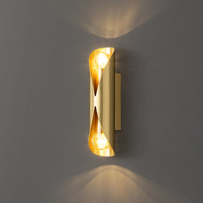 Modern Minimalist Column Copper 2-Light Wall Sconce Lamp For Living Room