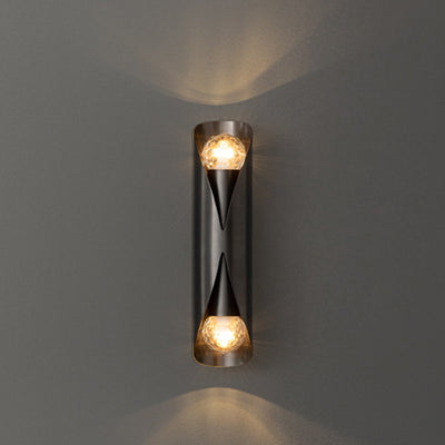 Modern Minimalist Column Copper 2-Light Wall Sconce Lamp For Living Room