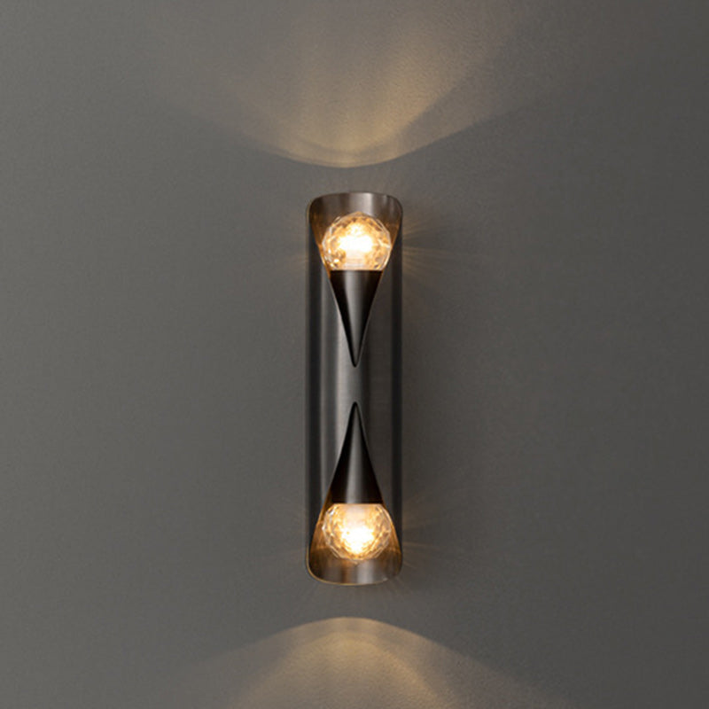 Modern Minimalist Column Copper 2-Light Wall Sconce Lamp For Living Room