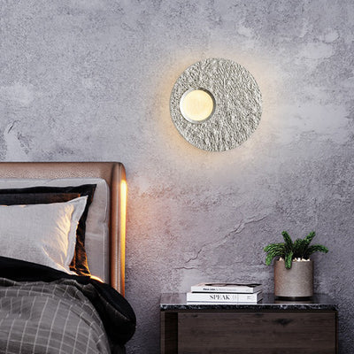 Contemporary Scandinavian Round Iron Resin LED Wall Sconce Lamp For Living Room