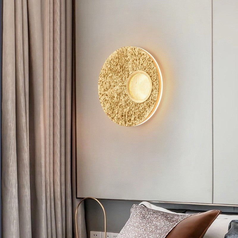 Contemporary Scandinavian Round Iron Resin LED Wall Sconce Lamp For Living Room