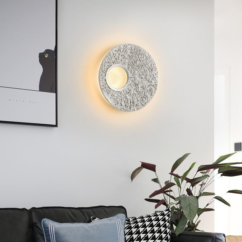 Contemporary Scandinavian Round Iron Resin LED Wall Sconce Lamp For Living Room