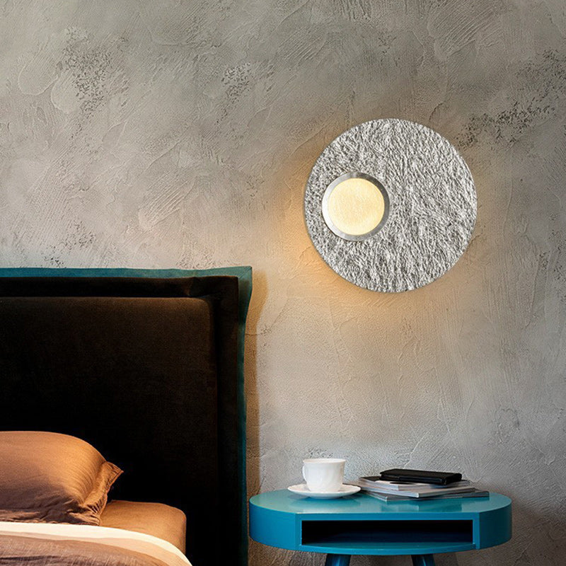 Contemporary Scandinavian Round Iron Resin LED Wall Sconce Lamp For Living Room