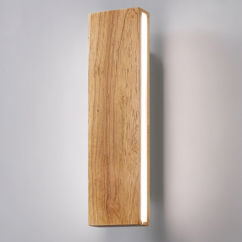 Traditional Japanese Rectangular Wood Acrylic LED Wall Sconce Lamp For Living Room