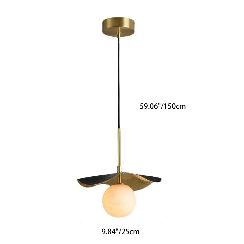 Contemporary Luxury Globe Copper Stone 1-Light Pendant Light For Living Room