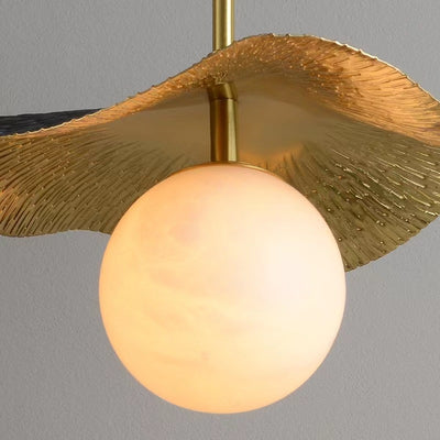 Contemporary Luxury Globe Copper Stone 1-Light Pendant Light For Living Room