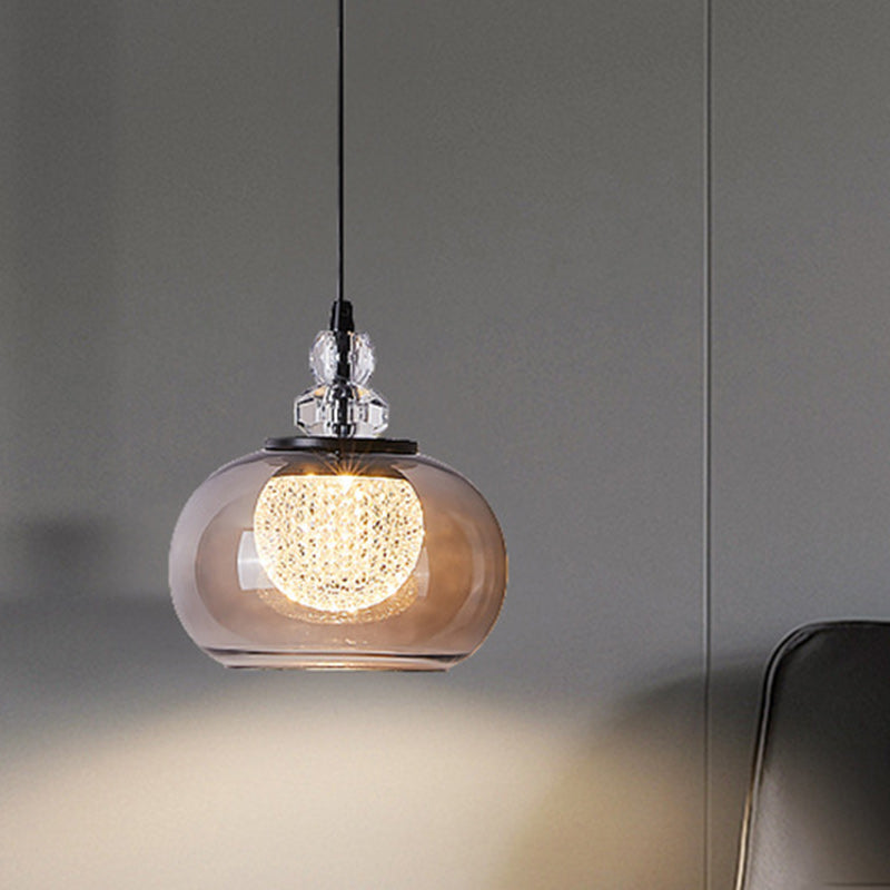 Contemporary Luxury Oval Iron Glass LED Pendant Light For Living Room