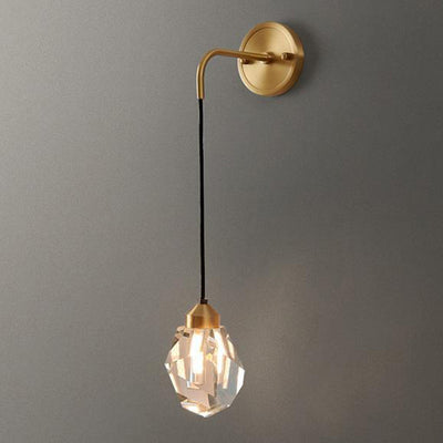 Contemporary Nordic Round Copper Crystal 1-Light Wall Sconce Lamp For Living Room