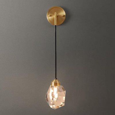 Contemporary Nordic Round Copper Crystal 1-Light Wall Sconce Lamp For Living Room