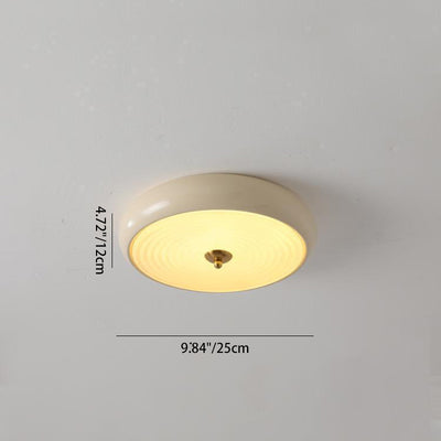 Traditional French Round Iron Glass LED Flush Mount Ceiling Light For Living Room