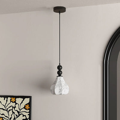 Traditional French Oval Iron Fabric 1-Light Pendant Light For Living Room