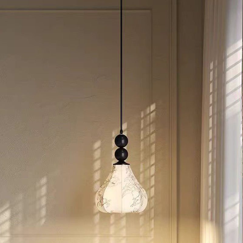 Traditional French Oval Iron Fabric 1-Light Pendant Light For Living Room