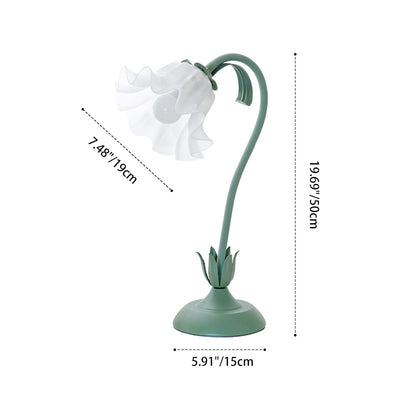 Contemporary Creative Flower Iron Acrylic 1-Light Table Lamp For Living Room