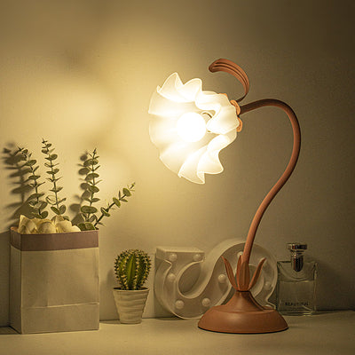 Contemporary Creative Flower Iron Acrylic 1-Light Table Lamp For Living Room